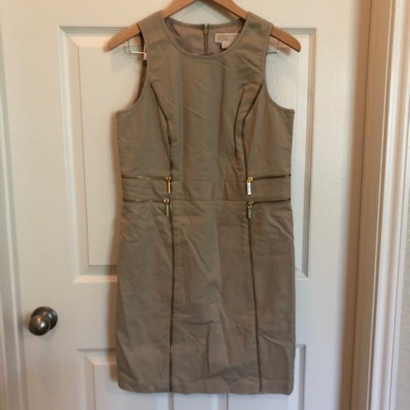 MICHAEL Michael Kors Dresses & Skirts - Micheal Kors Khaki Zipper Shift Dress 10P